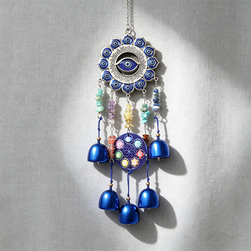 Olivenorma Crystal Chips Evil Eye Chakra Design Symbolizes Safety Wind Chime - image 3