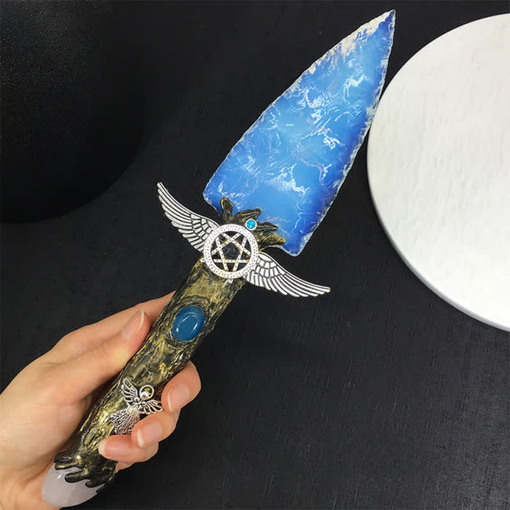 Olivenorma Opal Stone Blade Handmade Design Symbolizes Strength Ornament - Sword A - image 4
