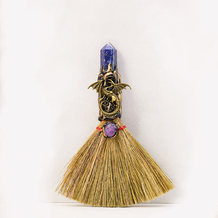Olivenorma Multi Gemstone Mini Broom Handcrafted Design Symbolizes Blessing Ornament - Lapis Lazuli - image 19