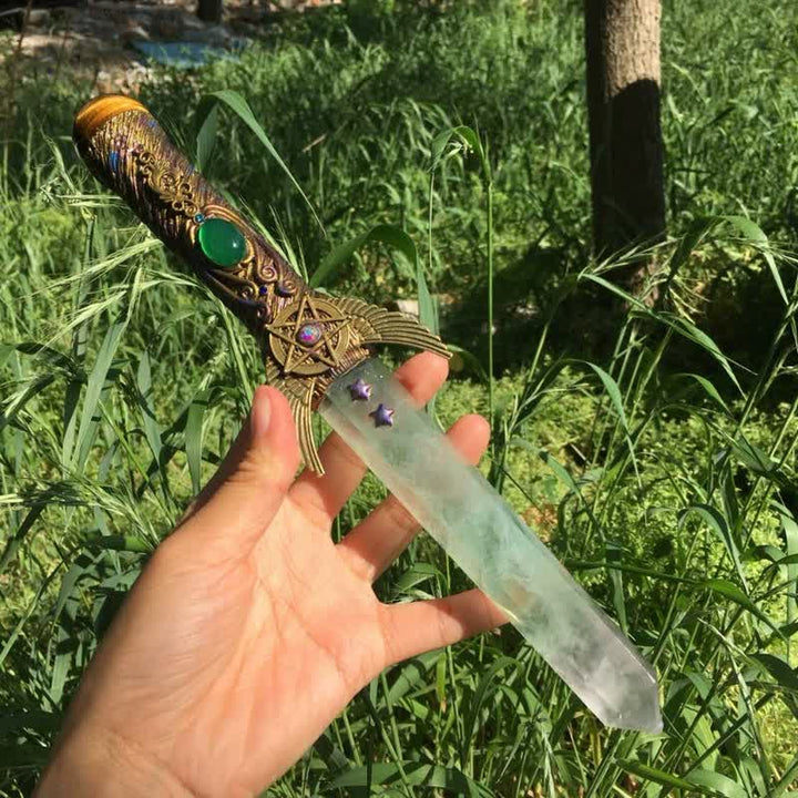Olivenorma Fluorite Pentagram Design Spiritual Healing Symbol Crystal Wand - image 3