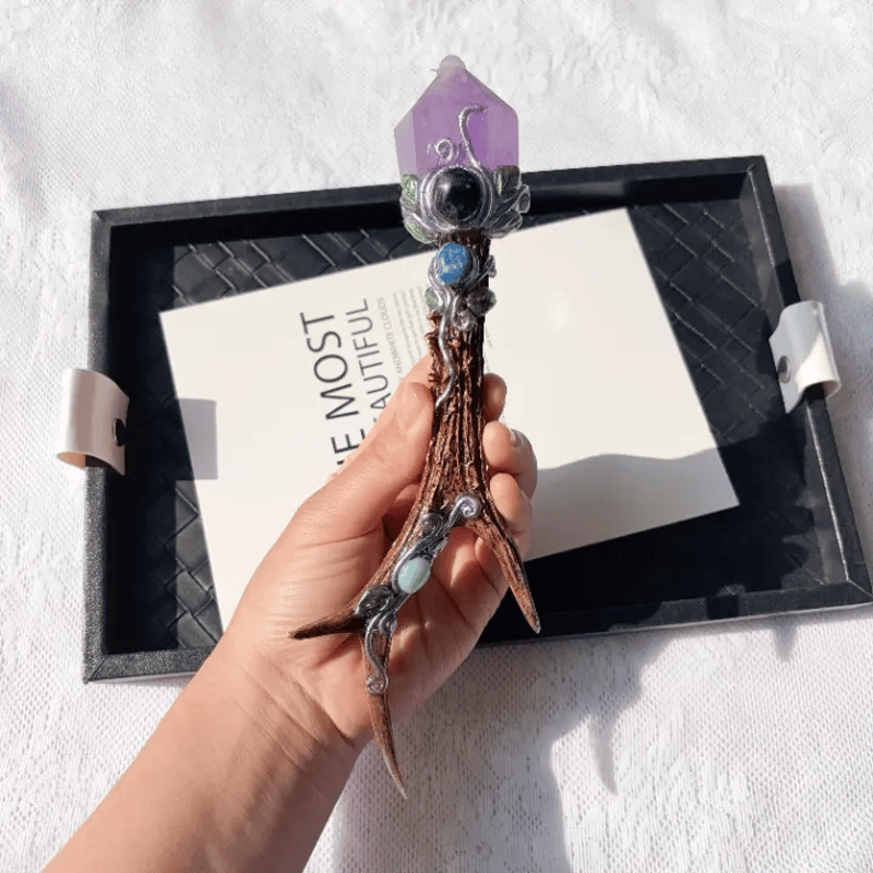 Olivenorma Multi Crystal Craft Design Symbolizes Protection Crystal Wand - Amethyst - Point - image 5
