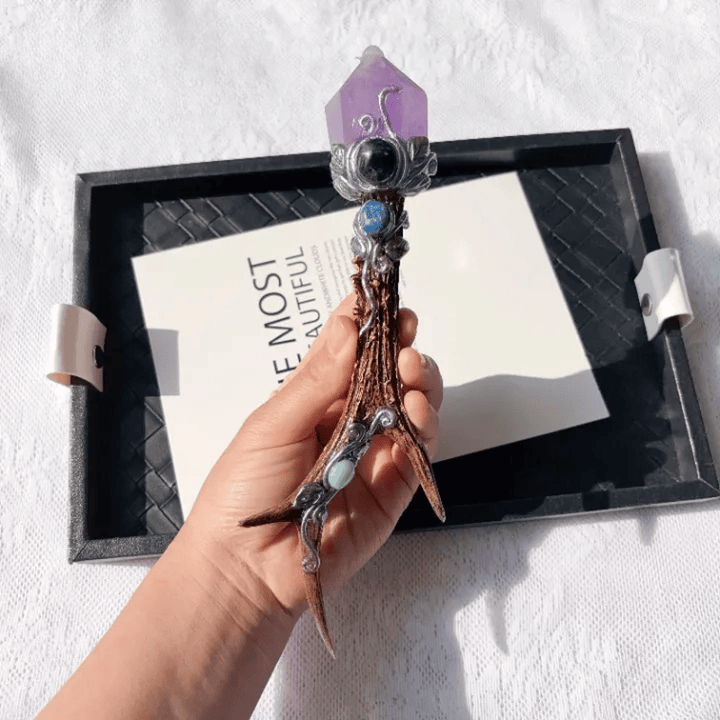Olivenorma Multi Crystal Craft Design Symbolizes Protection Crystal Wand - Amethyst - Point - image 5