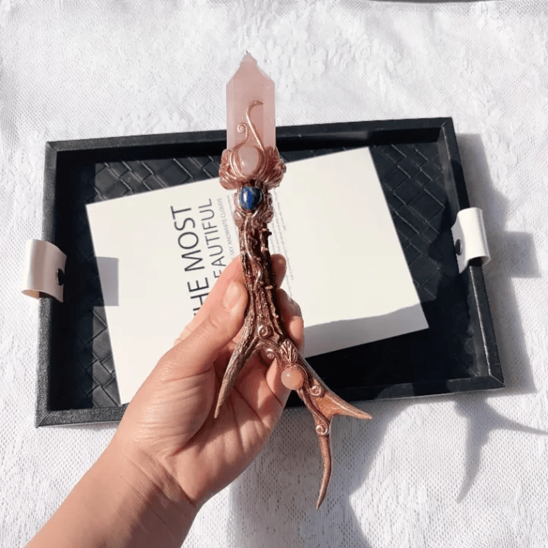 Olivenorma Multi Crystal Craft Design Symbolizes Protection Crystal Wand - Rose Quartz - Point - image 4