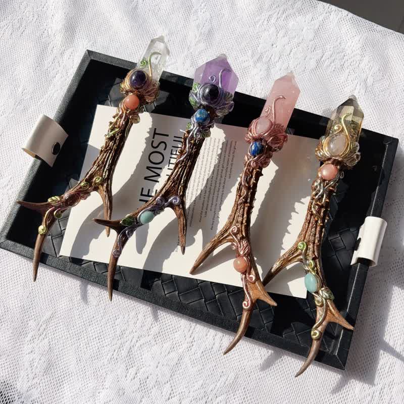 Olivenorma Multi Crystal Craft Design Symbolizes Protection Crystal Wand - image 2