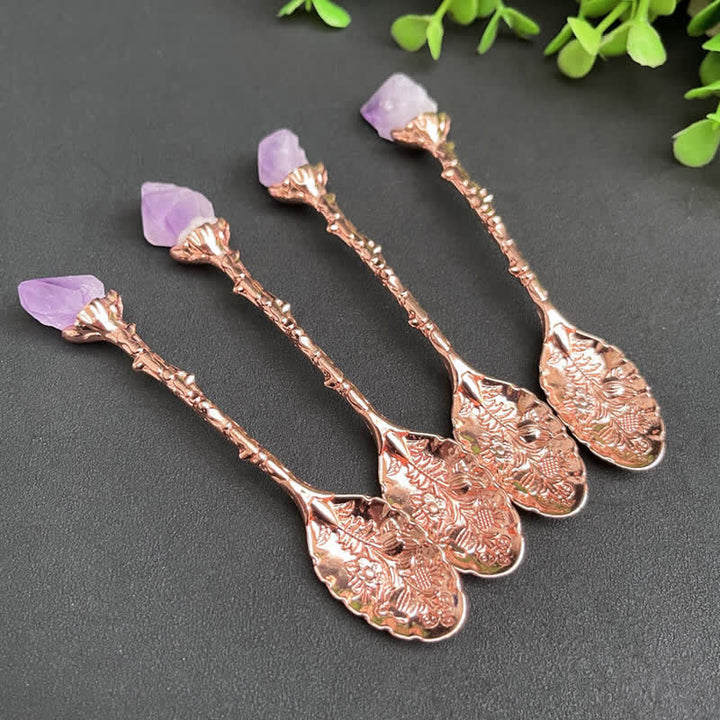 Olivenorma Amethyst Crystal Spoon Craft Design Symbolizes Clarity Ornament - Rose Golden - image 2