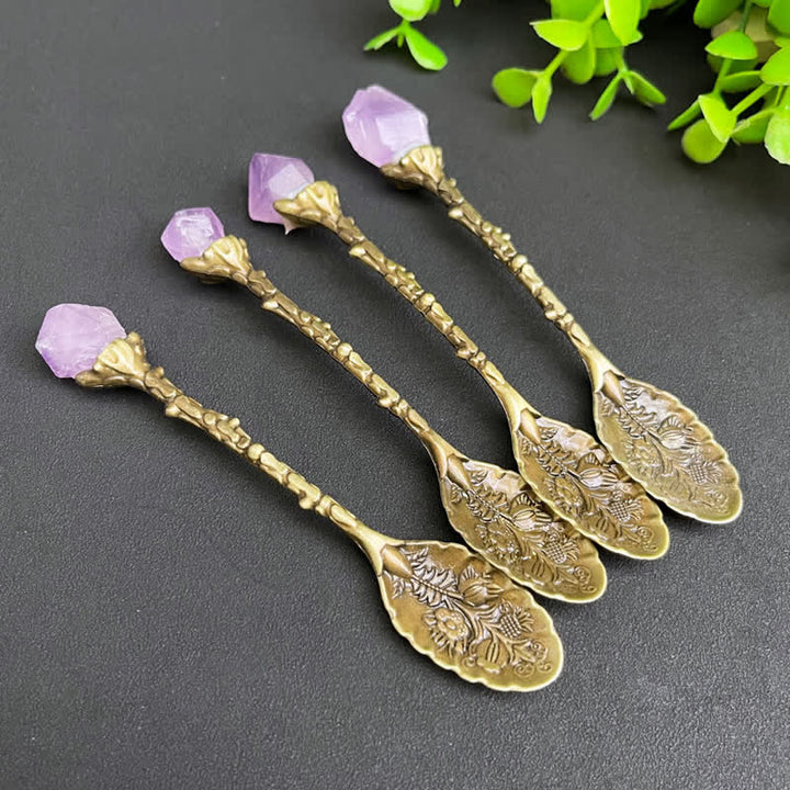 Olivenorma Amethyst Crystal Spoon Craft Design Symbolizes Clarity Ornament - Bronze - image 3