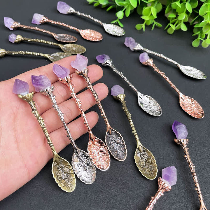 Olivenorma Amethyst Crystal Spoon Craft Design Symbolizes Clarity Ornament - image 0
