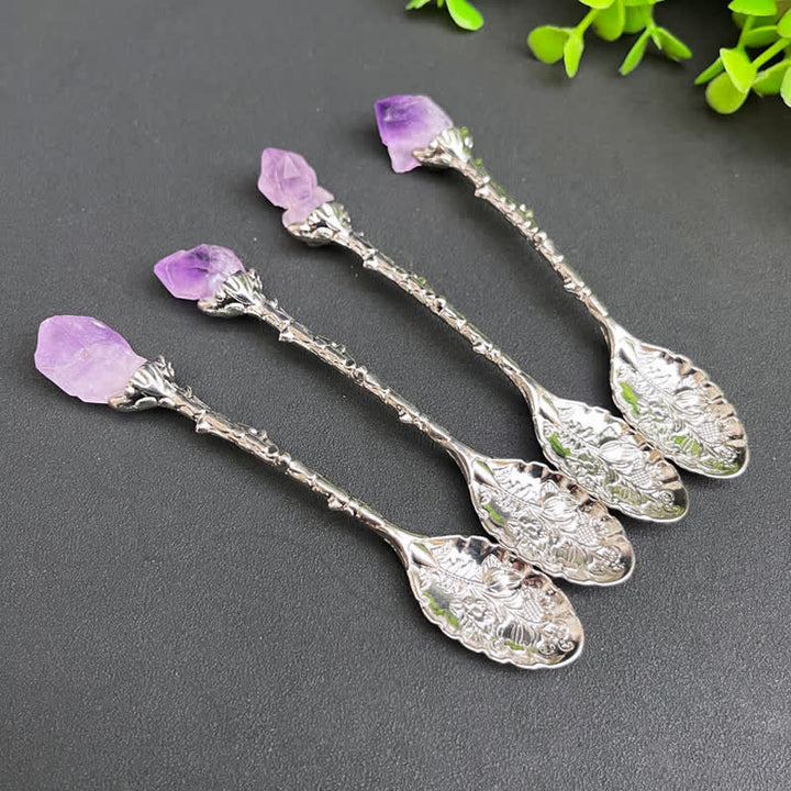 Olivenorma Amethyst Crystal Spoon Craft Design Symbolizes Clarity Ornament - Silver - image 5