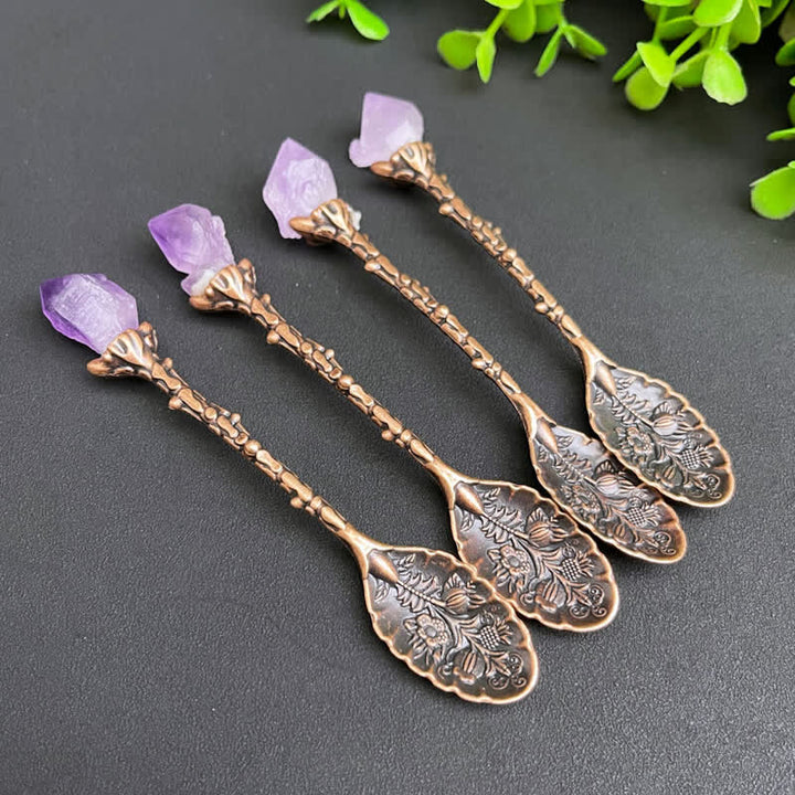 Olivenorma Amethyst Crystal Spoon Craft Design Symbolizes Clarity Ornament - Copper red - image 4