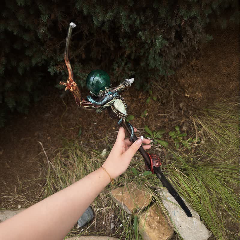 Olivenorma Green Fluorite Snake Craft Design Symbolizes Protection Crystal Wand - image 1