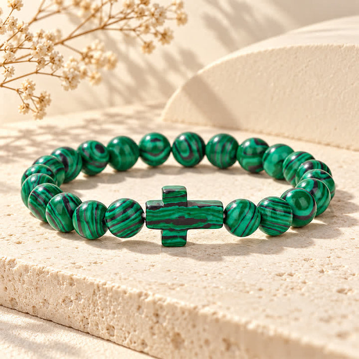 Olivenorma Multi Natural Gemstone Cross Beaded Minimalist Design Symbolizes Faith Bracelet - image 4