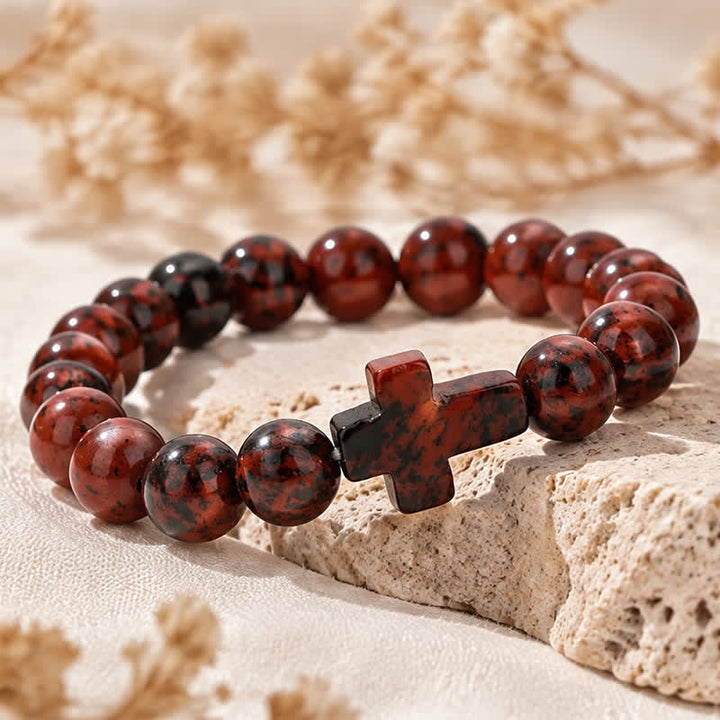 Olivenorma Multi Natural Gemstone Cross Beaded Minimalist Design Symbolizes Faith Bracelet - image 10