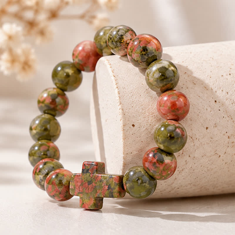 Olivenorma Multi Natural Gemstone Cross Beaded Minimalist Design Symbolizes Faith Bracelet - image 25