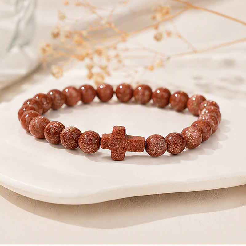 Olivenorma Multi Natural Gemstone Cross Beaded Minimalist Design Symbolizes Faith Bracelet - image 30