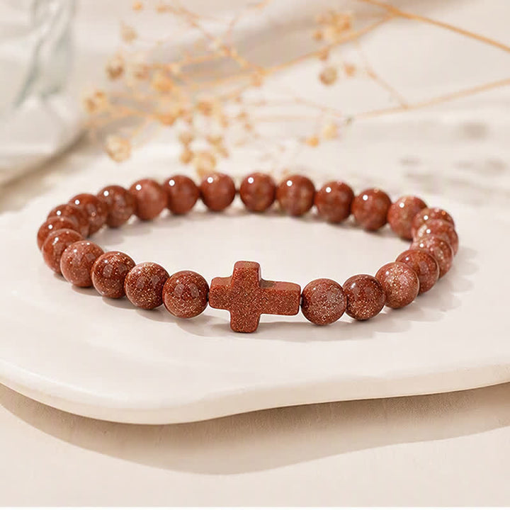 Olivenorma Multi Natural Gemstone Cross Beaded Minimalist Design Symbolizes Faith Bracelet - image 30