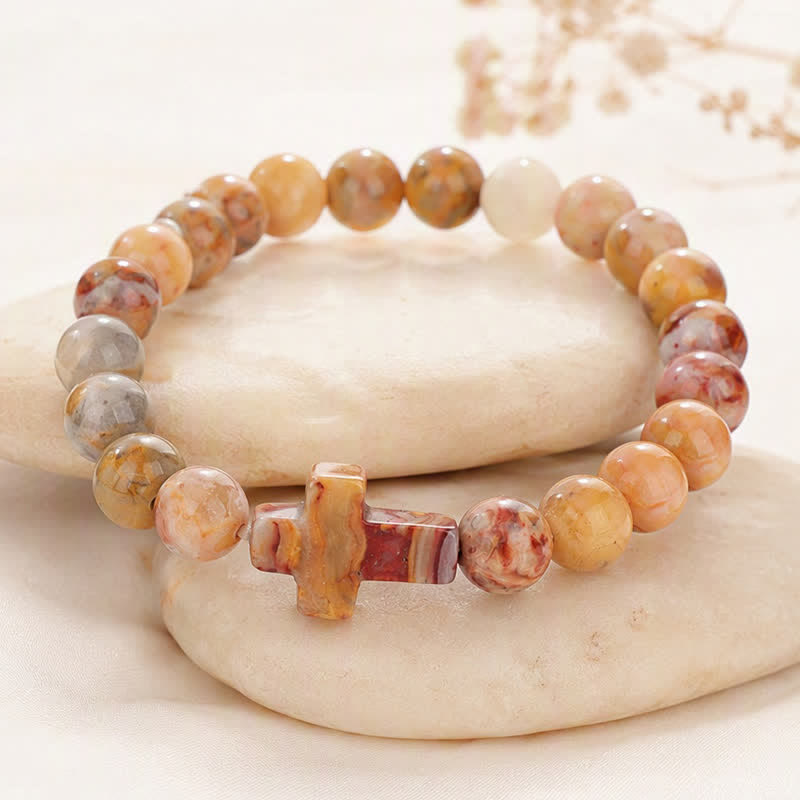 Olivenorma Multi Natural Gemstone Cross Beaded Minimalist Design Symbolizes Faith Bracelet - image 32