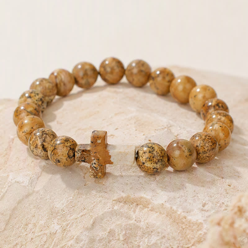 Olivenorma Multi Natural Gemstone Cross Beaded Minimalist Design Symbolizes Faith Bracelet - image 48