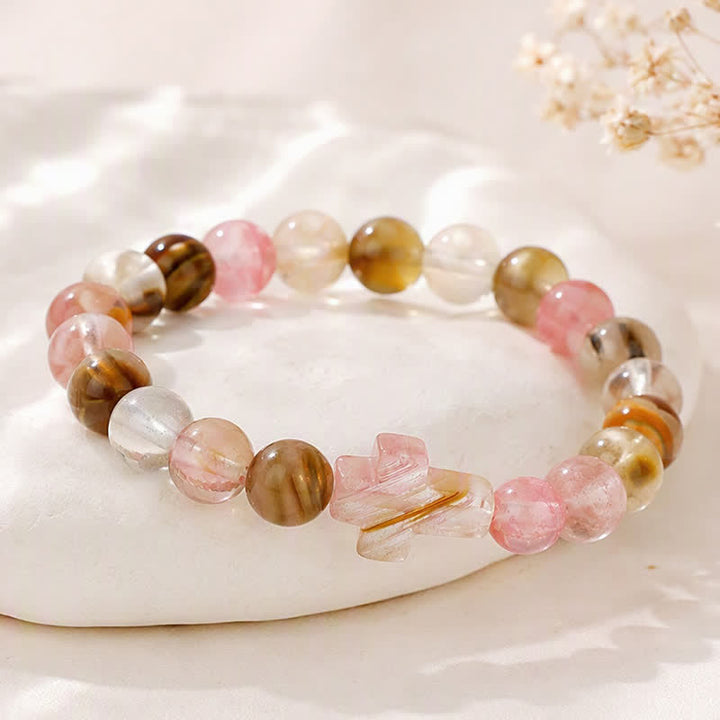 Olivenorma Multi Natural Gemstone Cross Beaded Minimalist Design Symbolizes Faith Bracelet - image 1