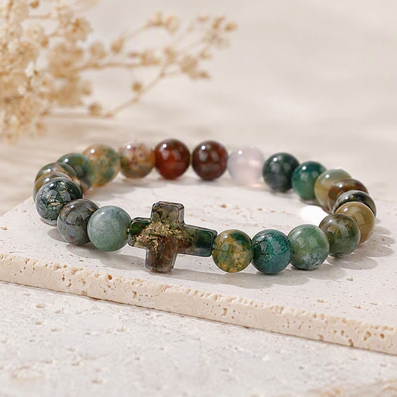 Olivenorma Multi Natural Gemstone Cross Beaded Minimalist Design Symbolizes Faith Bracelet - image 53
