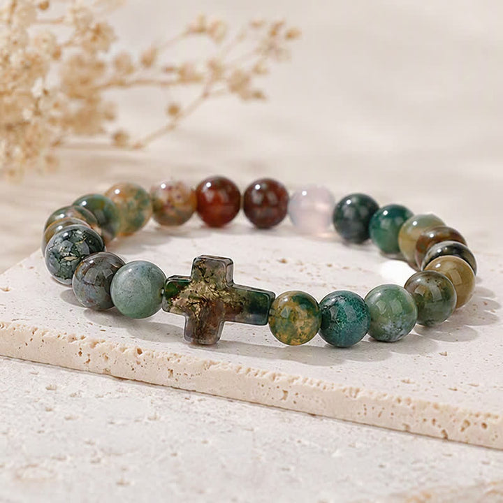 Olivenorma Multi Natural Gemstone Cross Beaded Minimalist Design Symbolizes Faith Bracelet - image 53