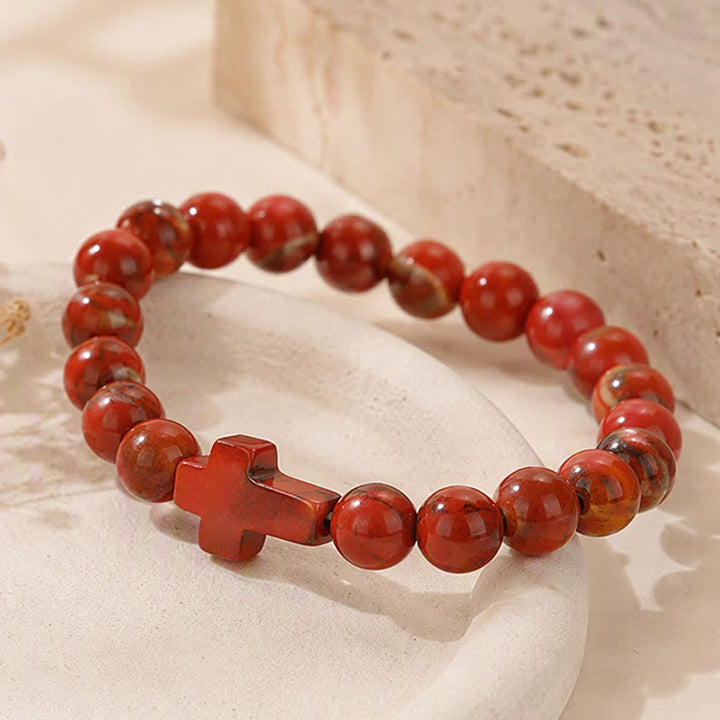 Olivenorma Multi Natural Gemstone Cross Beaded Minimalist Design Symbolizes Faith Bracelet - image 59