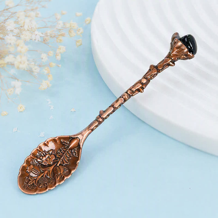 Olivenorma Assorted Crystal Branch Spoon Craft Design Symbolizes Healing Ornament - Obsidian - Crystal Chips - image 22