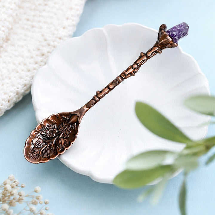 Olivenorma Assorted Crystal Branch Spoon Craft Design Symbolizes Healing Ornament - Amethyst - Raw Crystal - image 4