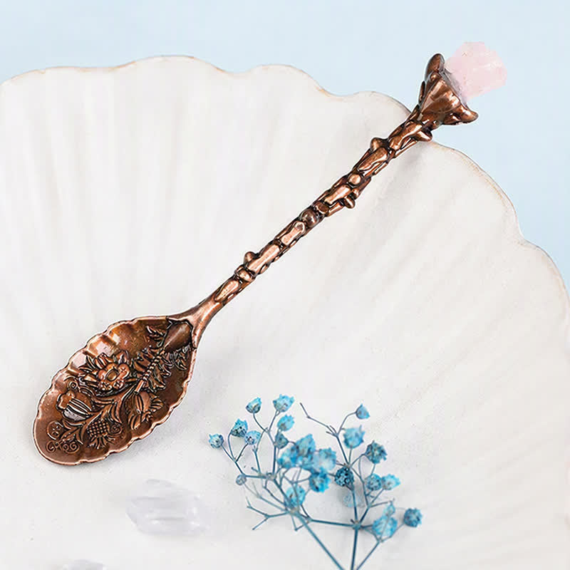 Olivenorma Assorted Crystal Branch Spoon Craft Design Symbolizes Healing Ornament - Rose Quartz - Raw Crystal - image 9
