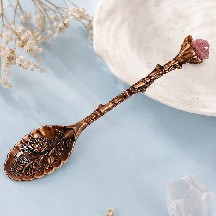 Olivenorma Assorted Crystal Branch Spoon Craft Design Symbolizes Healing Ornament - Strawberry Quartz - Raw Crystal - image 53
