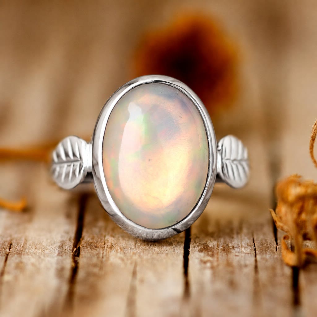 Olivenorma Boho Opal Stone Leaf Women Ring - image 4