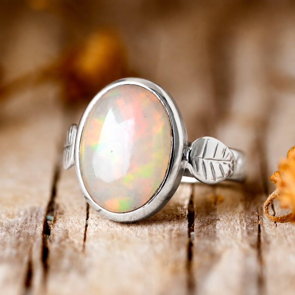 Olivenorma Boho Opal Stone Leaf Women Ring - image 6