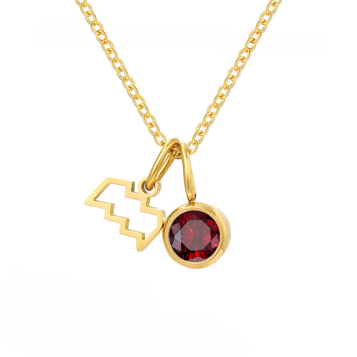 Olivenorma Zodiac Rune Birthstone Stainless Steel Necklace - Aquarius - image 2