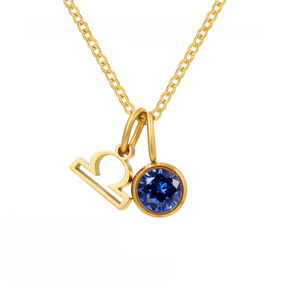 Olivenorma Zodiac Rune Birthstone Stainless Steel Necklace - Libra - image 10