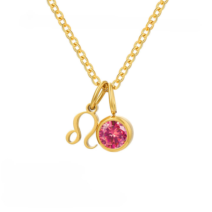 Olivenorma Zodiac Rune Birthstone Stainless Steel Necklace - Leo - image 8