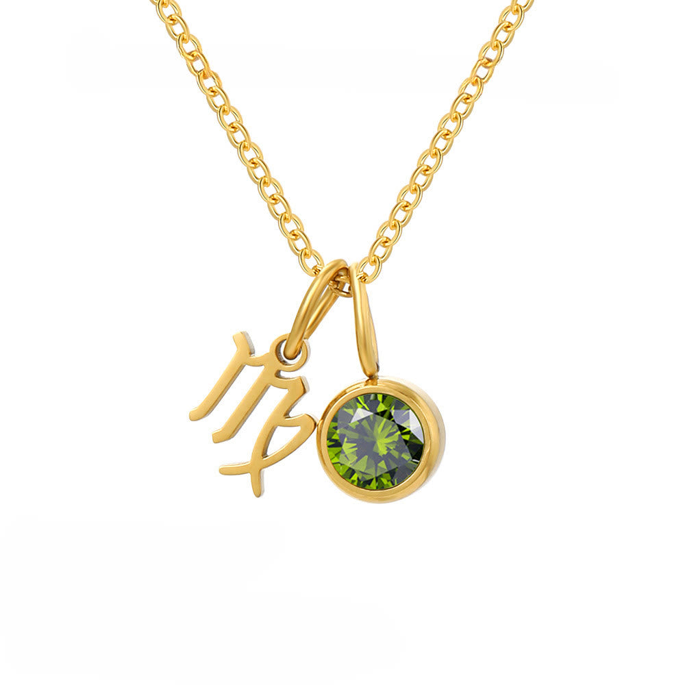 Olivenorma Zodiac Rune Birthstone Stainless Steel Necklace - Virgo - image 9