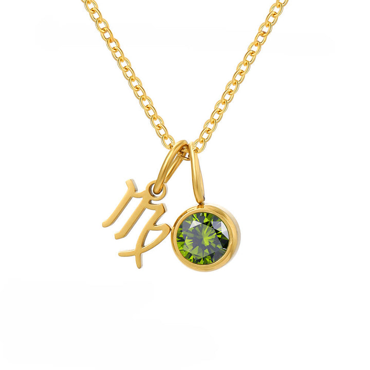 Olivenorma Zodiac Rune Birthstone Stainless Steel Necklace - Virgo - image 9