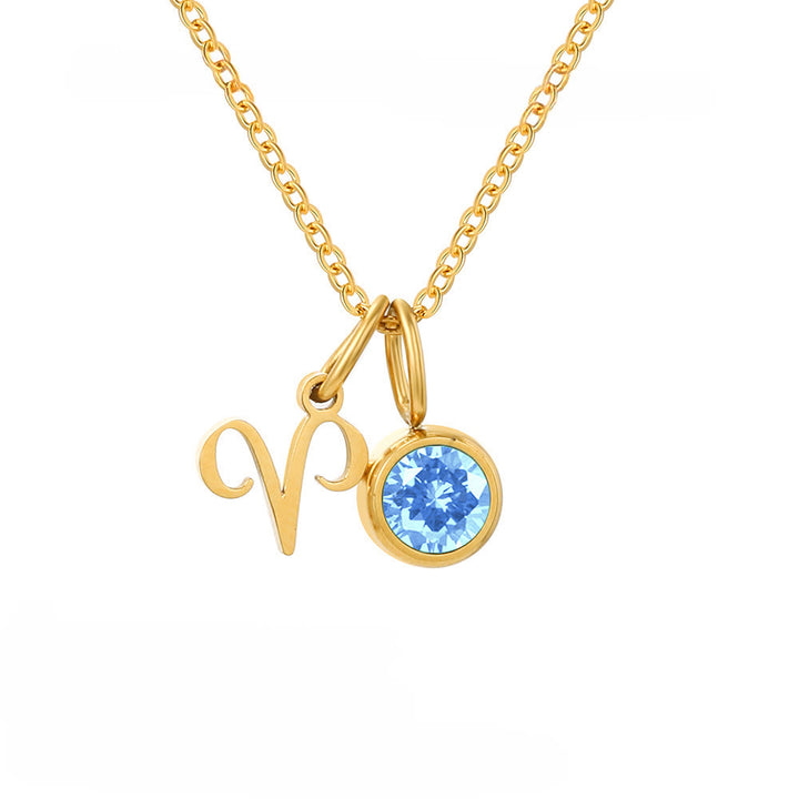 Olivenorma Zodiac Rune Birthstone Stainless Steel Necklace - Aries - image 4