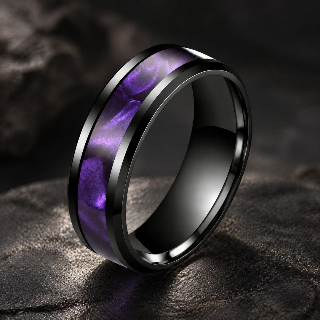 Promise Purple Pear Galaxy Blue Sandstone Couple's Rings - Men - US 10 - image 3