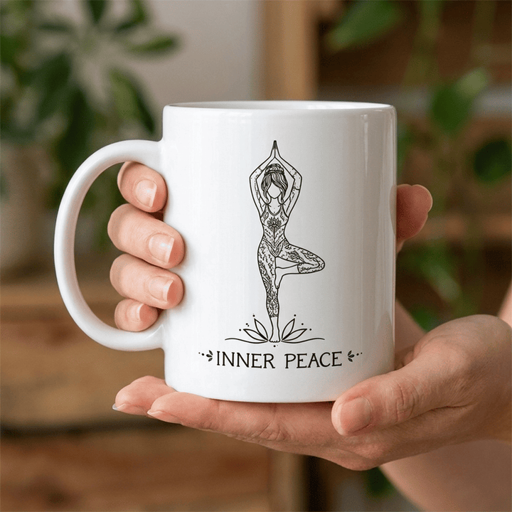 Olivenorma Yoga Tree Pose Inner Peace Ceramic Cup - 450ml / 15oz - image 0