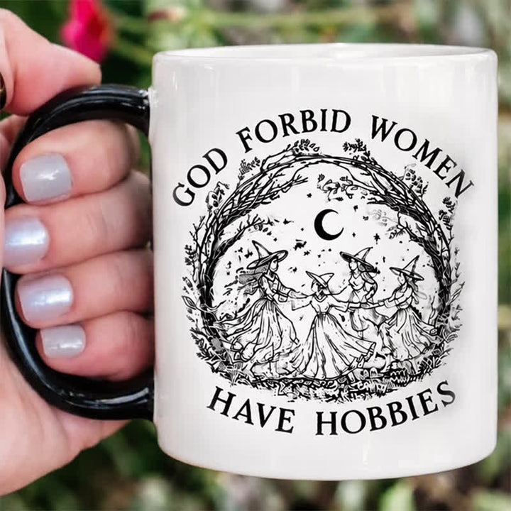 Olivenorma Dancing Witches Celebrate Female Solidarity & Freedom Ceramic Cup - White - 450ml / 15oz - image 5