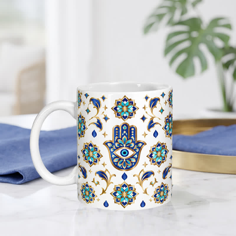 Olivenorma Hamsa Hand Evil Eye Blessing Protection Ceramic Cup - image 1