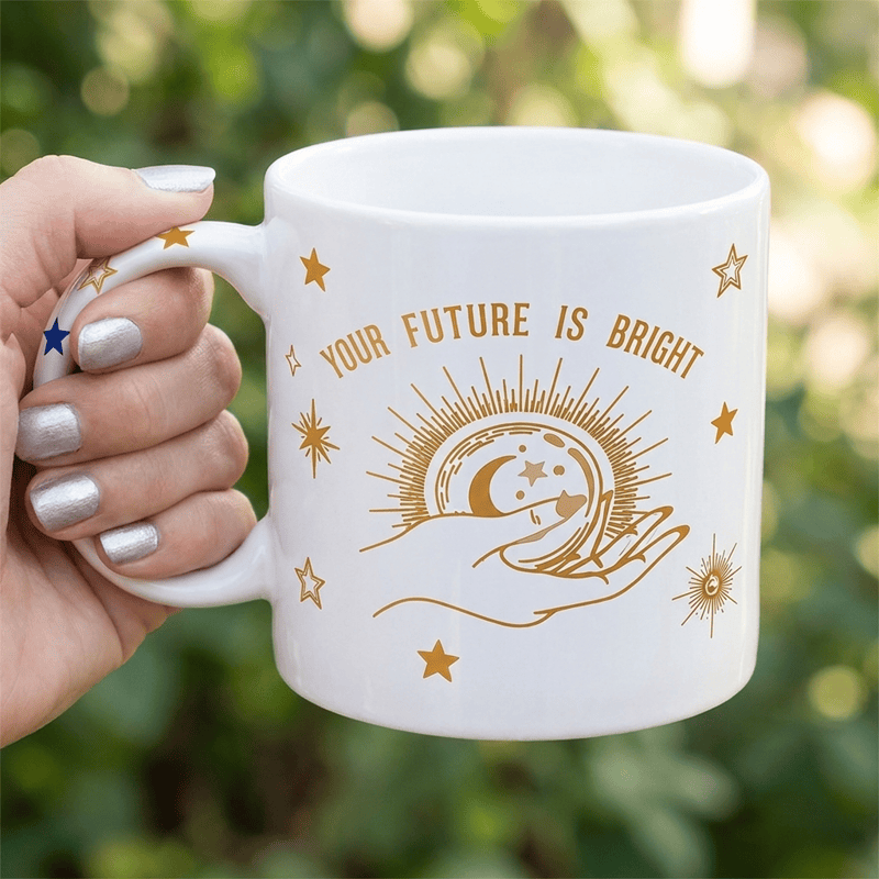 Olivenorma Fortune Hand Celestial Bright Future Ceramic Cup - White - 450ml / 15oz - image 0