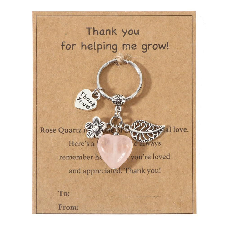 FREE Today: Thank You Crystal Healing Stone Keychain Gift for Women - Thank You Help Me Grow Teacher Gifts - Rose Quartz - image 0