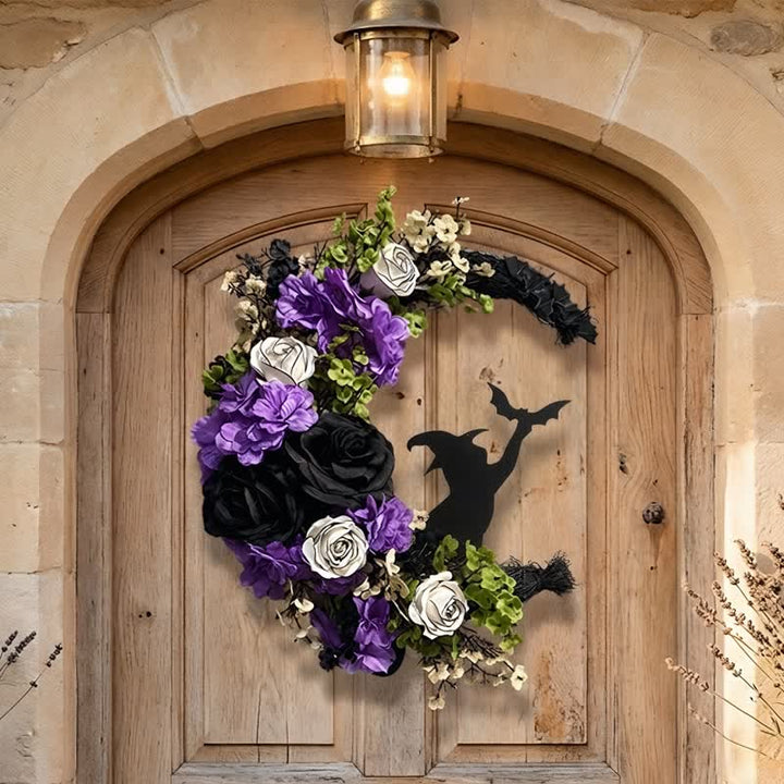 Olivenorma Straw Foam Silk Flower Halloween Witch Symbol Door Decoration - image 2