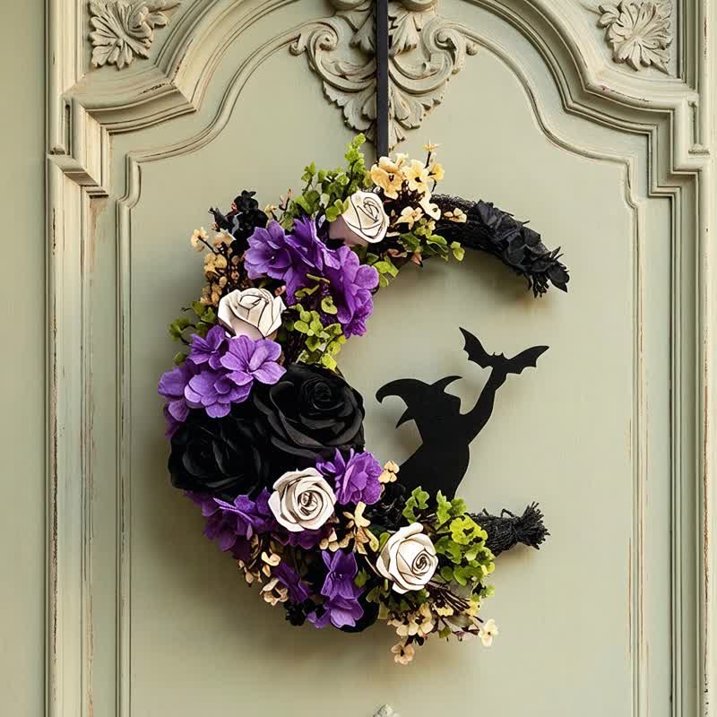 Olivenorma Straw Foam Silk Flower Halloween Witch Symbol Door Decoration - image 7