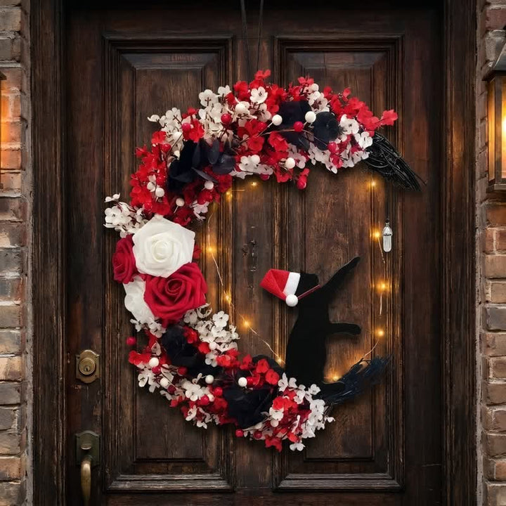Olivenorma Plastic Foam Straw Nonwoven Flannel Silk Flower Joyful Festive Symbol Door Decoration - With Led Light - image 1