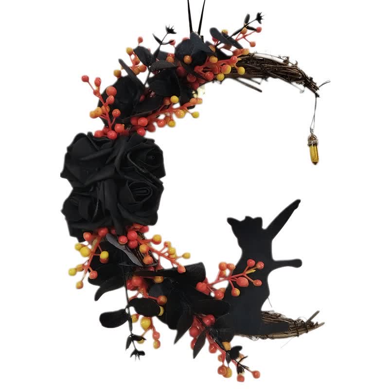 Olivenorma Plastic Dried Twigs Wood Cutout Cat Wreath Mysterious Protection Symbol Door Decoration - image 19