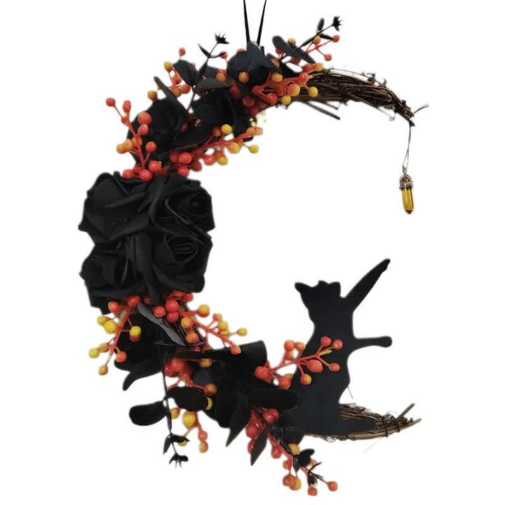 Olivenorma Plastic Dried Twigs Wood Cutout Cat Wreath Mysterious Protection Symbol Door Decoration - image 19