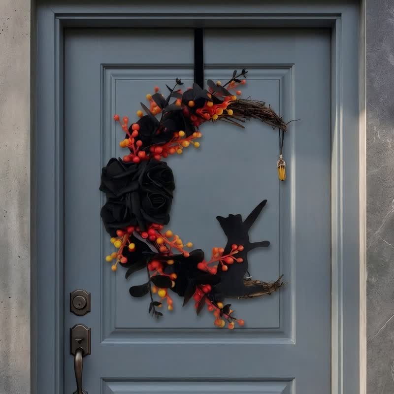 Olivenorma Plastic Dried Twigs Wood Cutout Cat Wreath Mysterious Protection Symbol Door Decoration - image 17