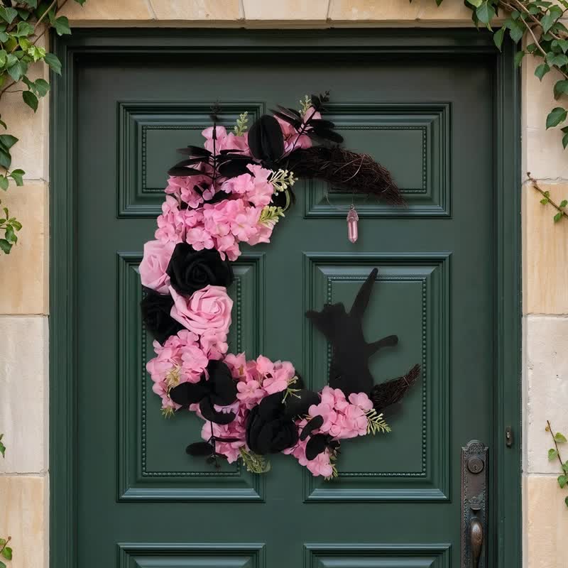 Olivenorma Plastic Dried Twigs Wood Cutout Cat Wreath Mysterious Protection Symbol Door Decoration - image 14